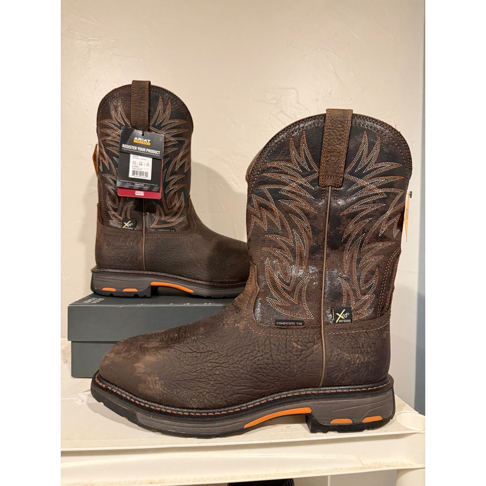 Ariat WorkHog Mesteno II Work Boots Mens 12 Brown New Composite Toe MetGuard 10